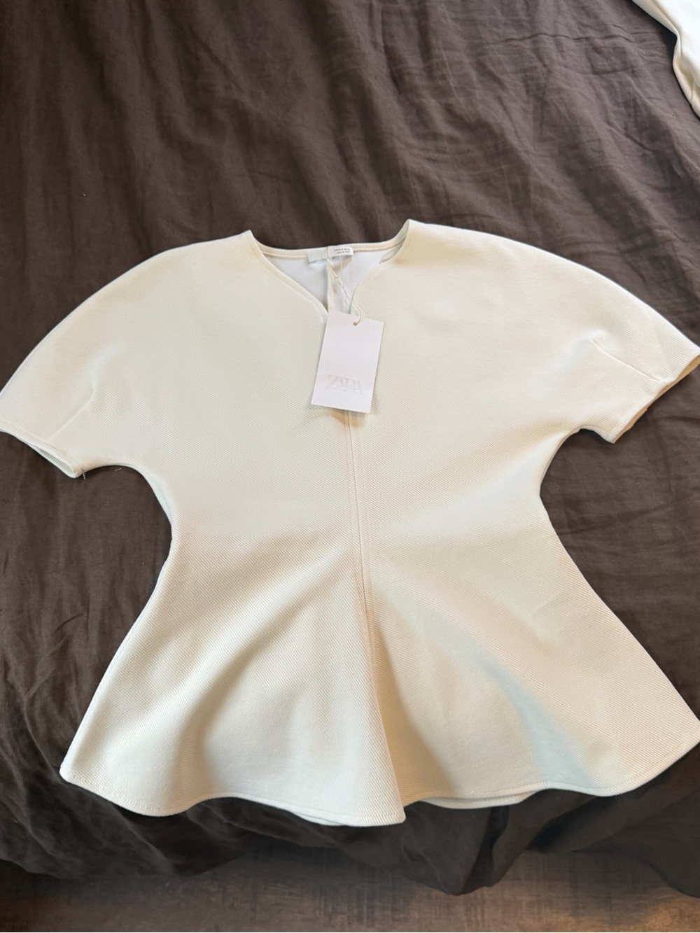 Zara Cream Wide-Leg Crop Trousers - Picture 4 of 7